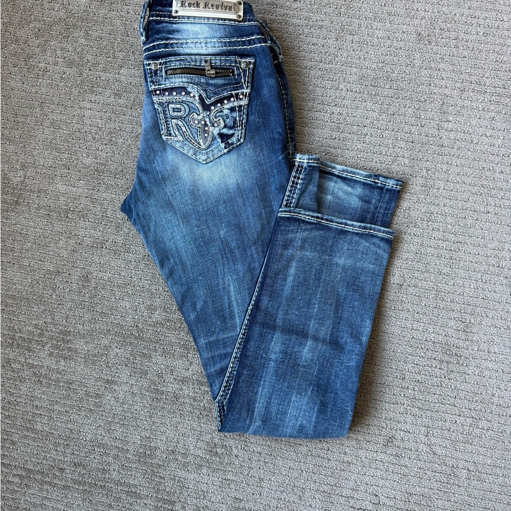 Rock Revival Distressed Blue Boot Cut Jeans